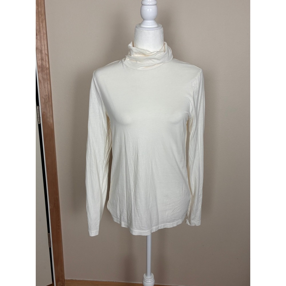 J.Crew Womens Ivory White Long Sleeve Turtleneck Top K4227 HO19 Size Large
